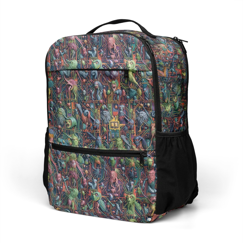Circuit Beastiary on Utility Backpack — Left Front