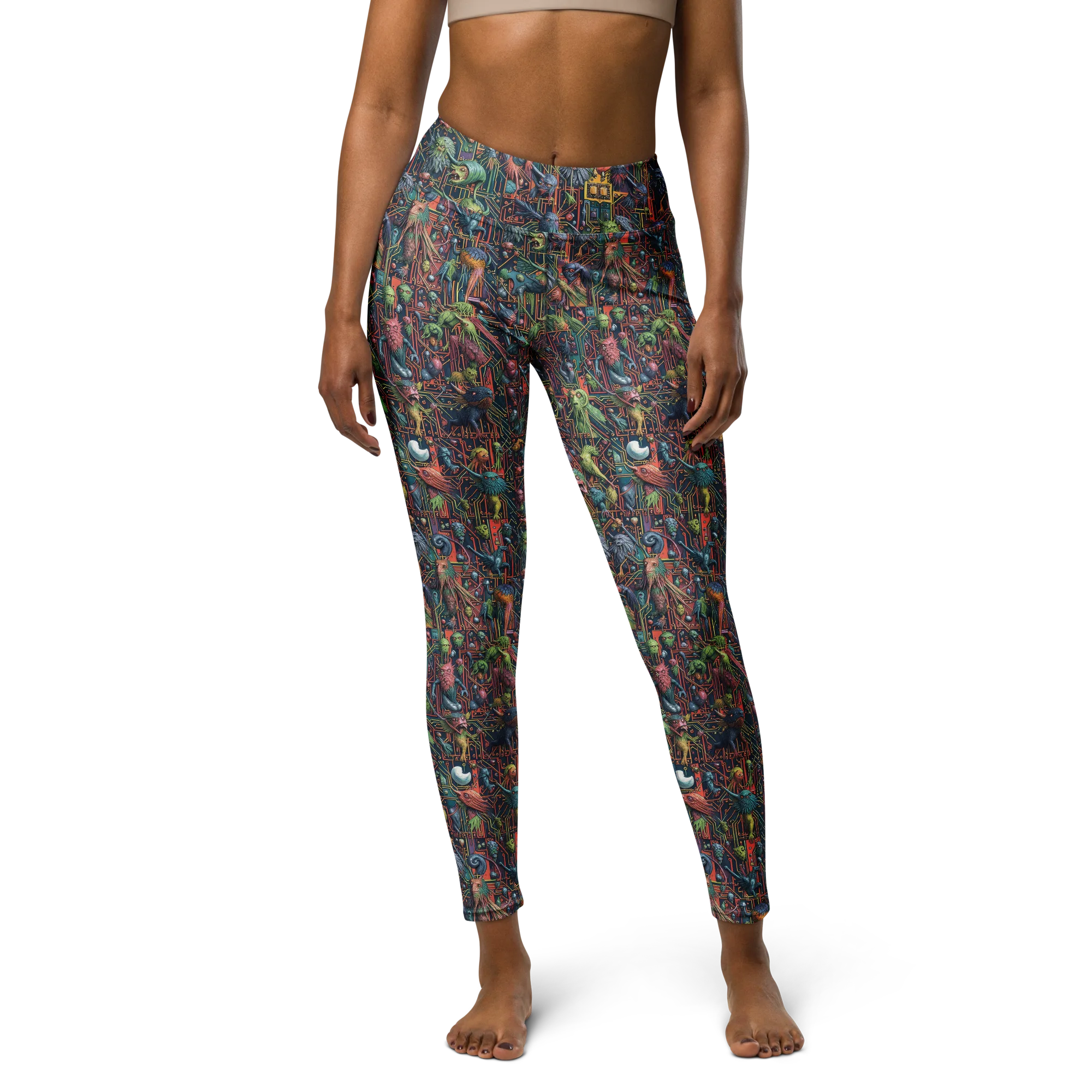 Circuit Beastiary on Yoga Leggings — Front
