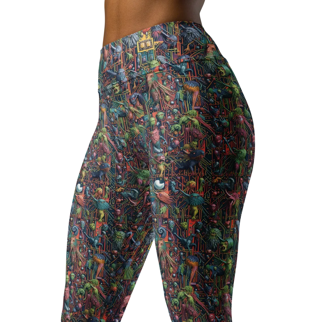 Circuit Beastiary on Yoga Leggings — Left Front