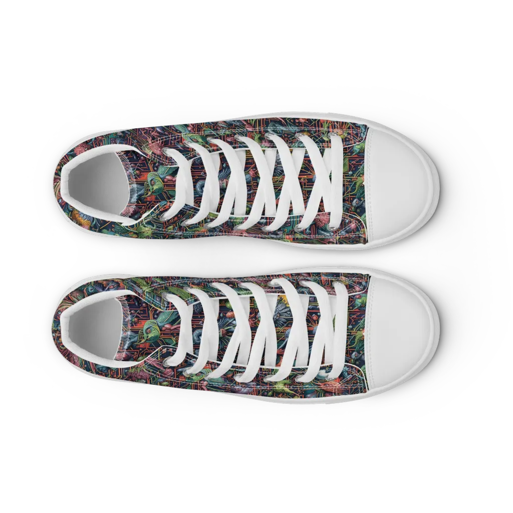 Circuit Beastiary on Men's High Top Canvas Shoes — Front