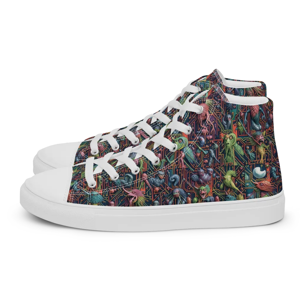 Circuit Beastiary on Men's High Top Canvas Shoes — Left