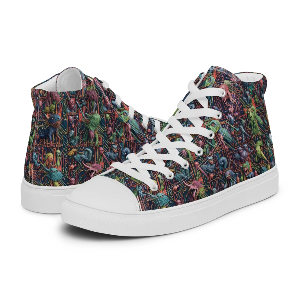 Circuit Beastiary on Men's High Top Canvas Shoes — Left