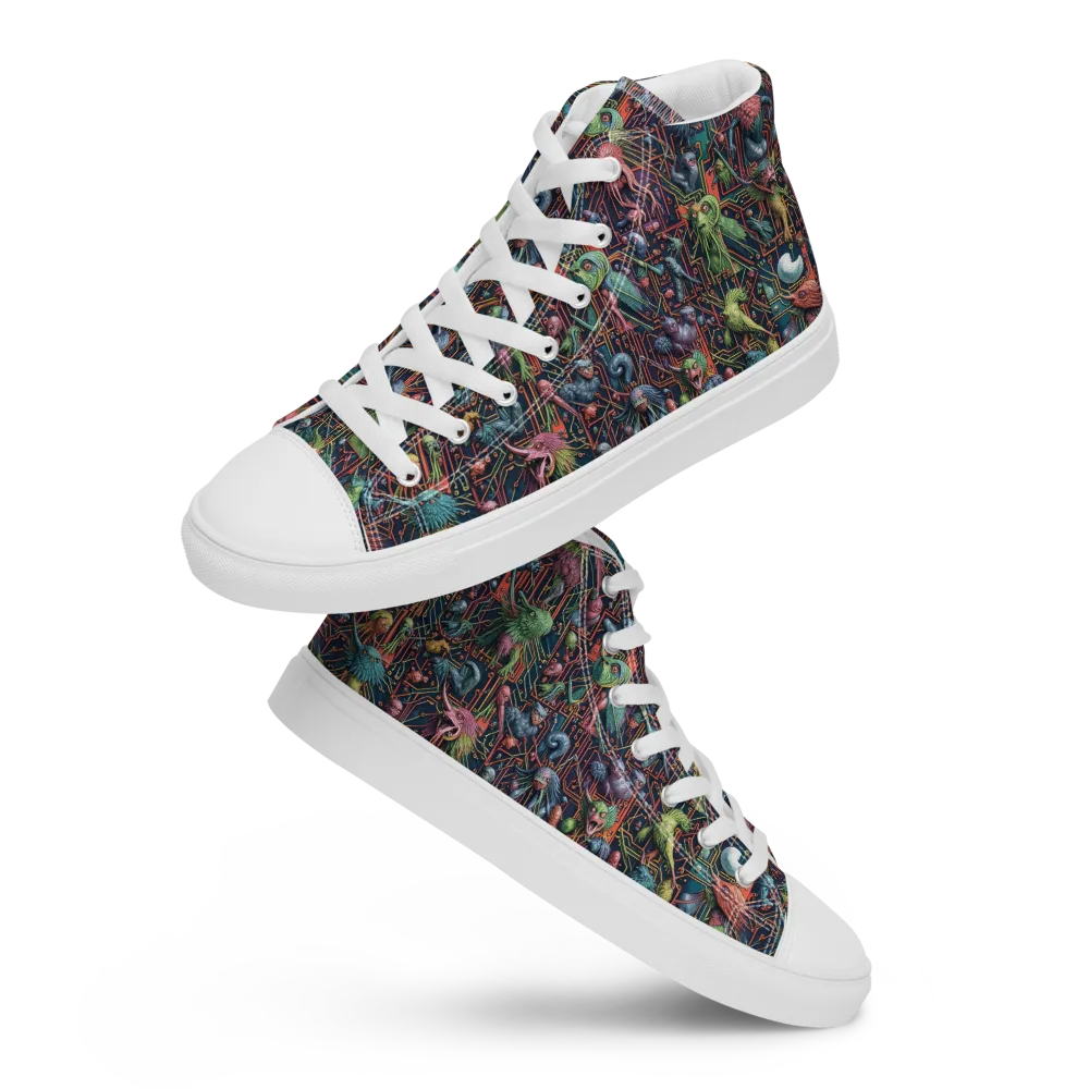 Circuit Beastiary on Men's High Top Canvas Shoes — Front