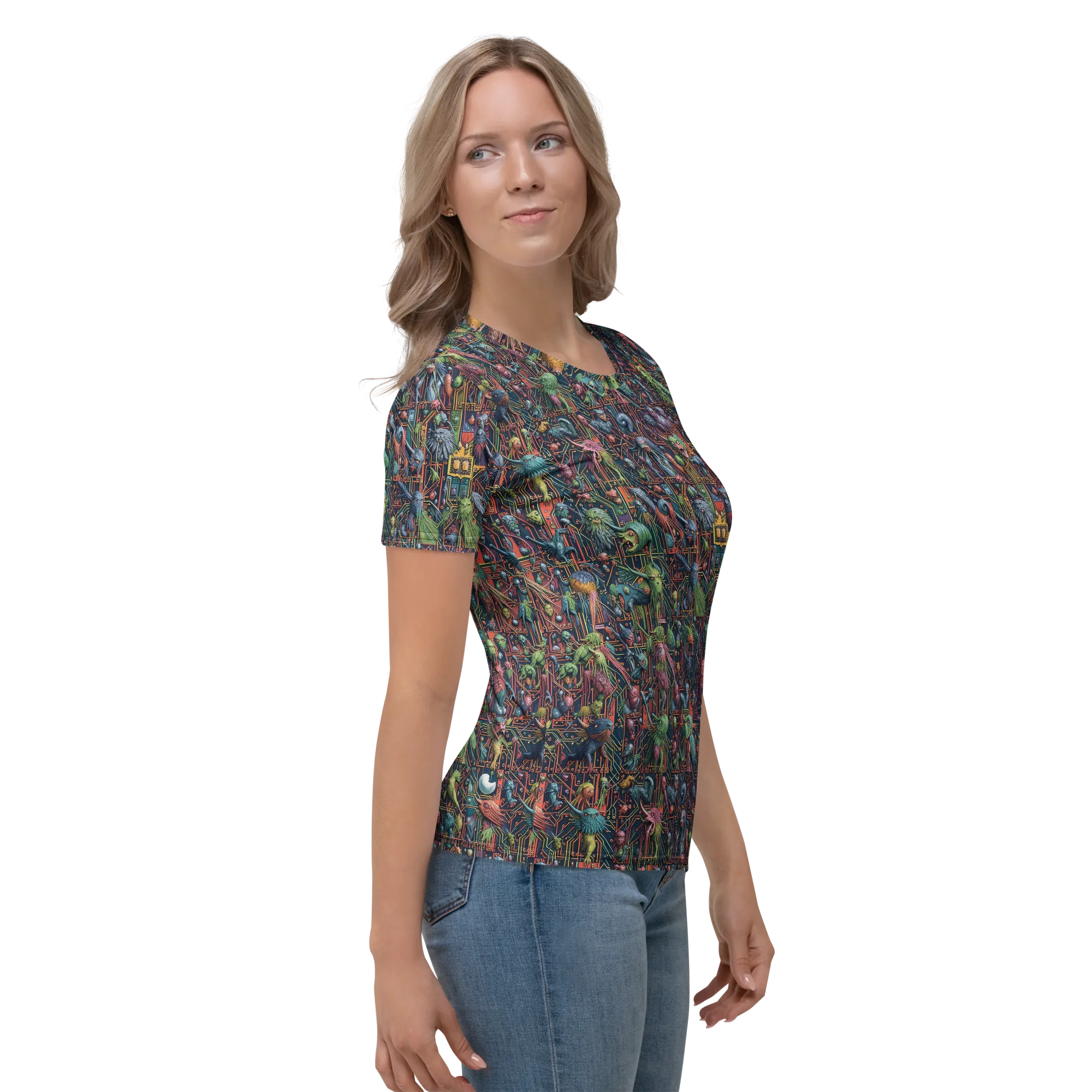 Circuit Beastiary on Women's Crew Neck T-Shirt — Right