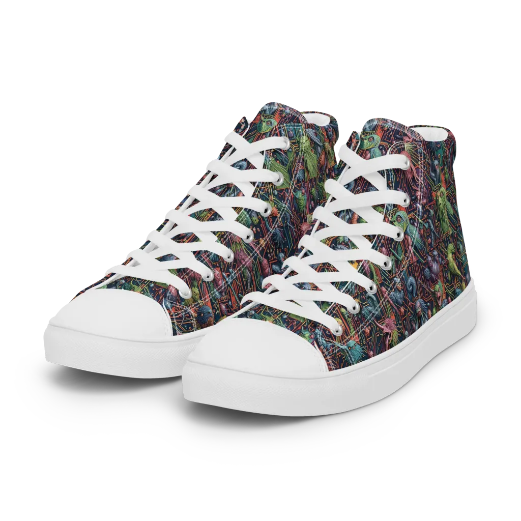 Circuit Beastiary on Women's High Top Canvas Shoes — Left Front