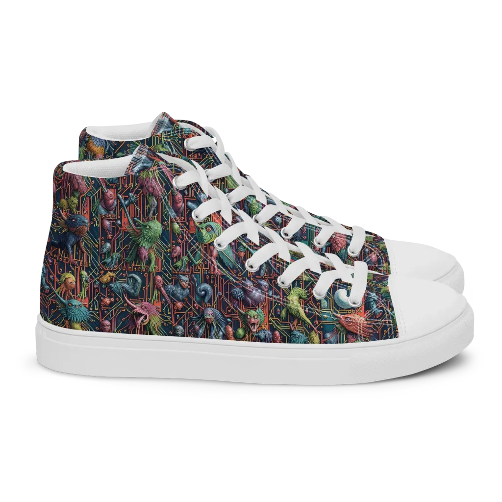 Circuit Beastiary on Women's High Top Canvas Shoes — Right