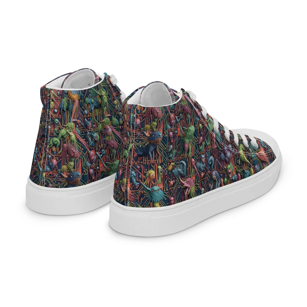 Circuit Beastiary on Women's High Top Canvas Shoes — Right Back
