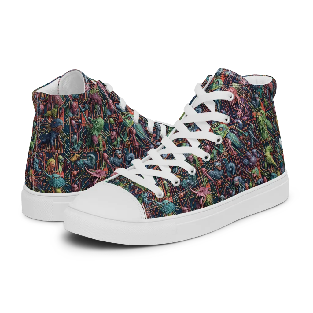 Circuit Beastiary on Women's High Top Canvas Shoes — Left