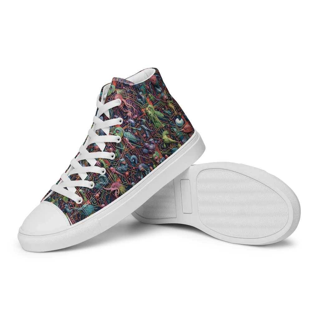 Circuit Beastiary on Women's High Top Canvas Shoes — Left