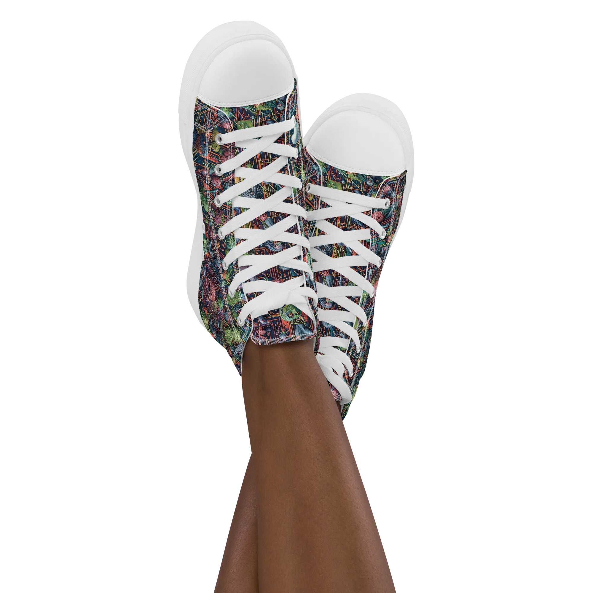 Circuit Beastiary on Women's High Top Canvas Shoes — Front