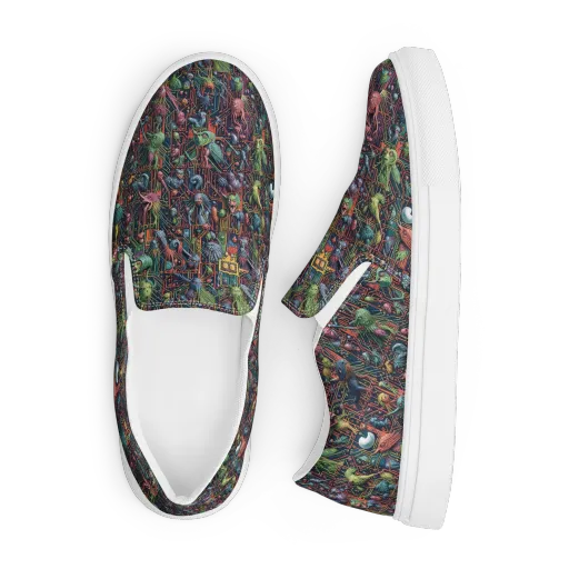 Circuit Beastiary on a Men's Slip-On Canvas Shoes