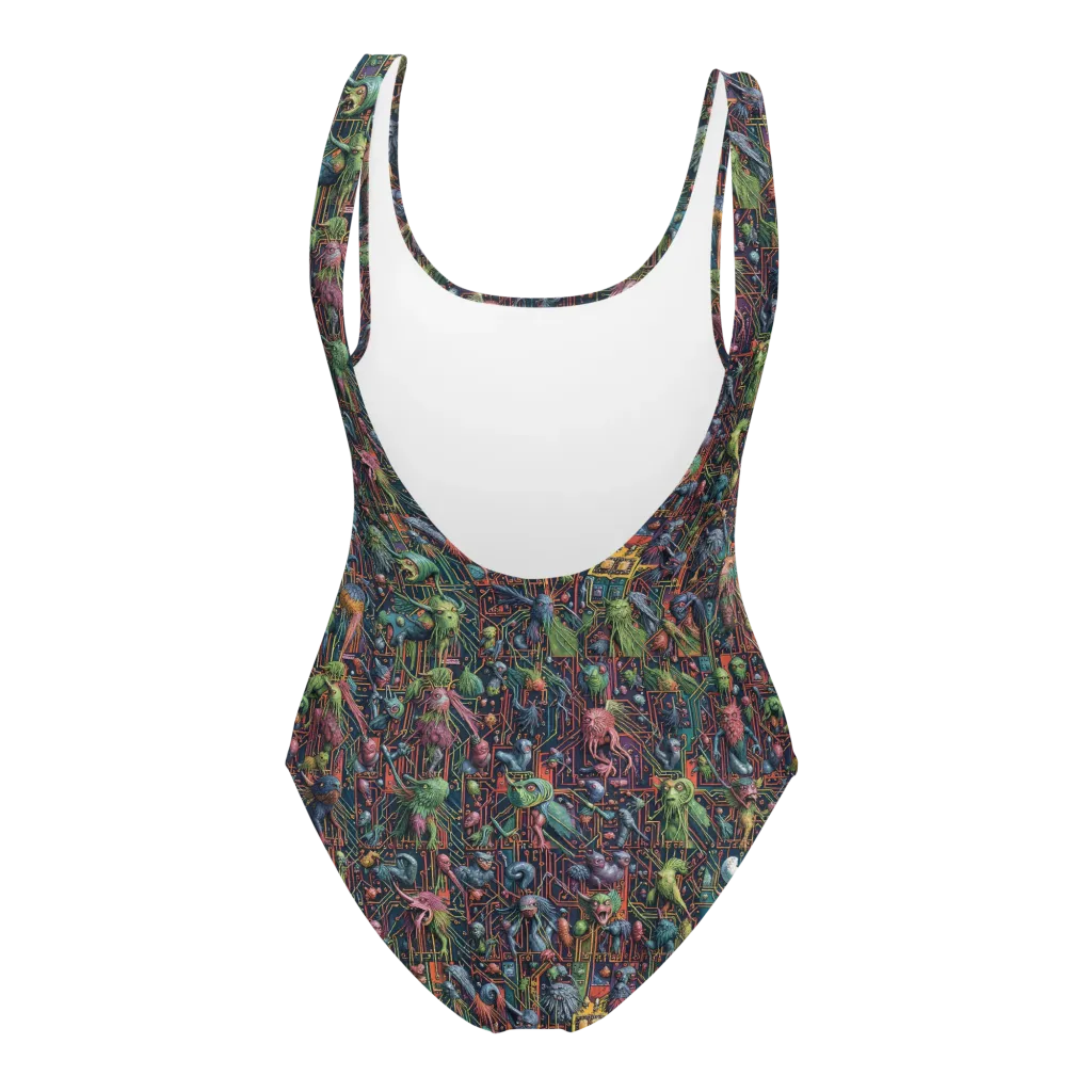 Circuit Beastiary on One-Piece Swimsuit — Back