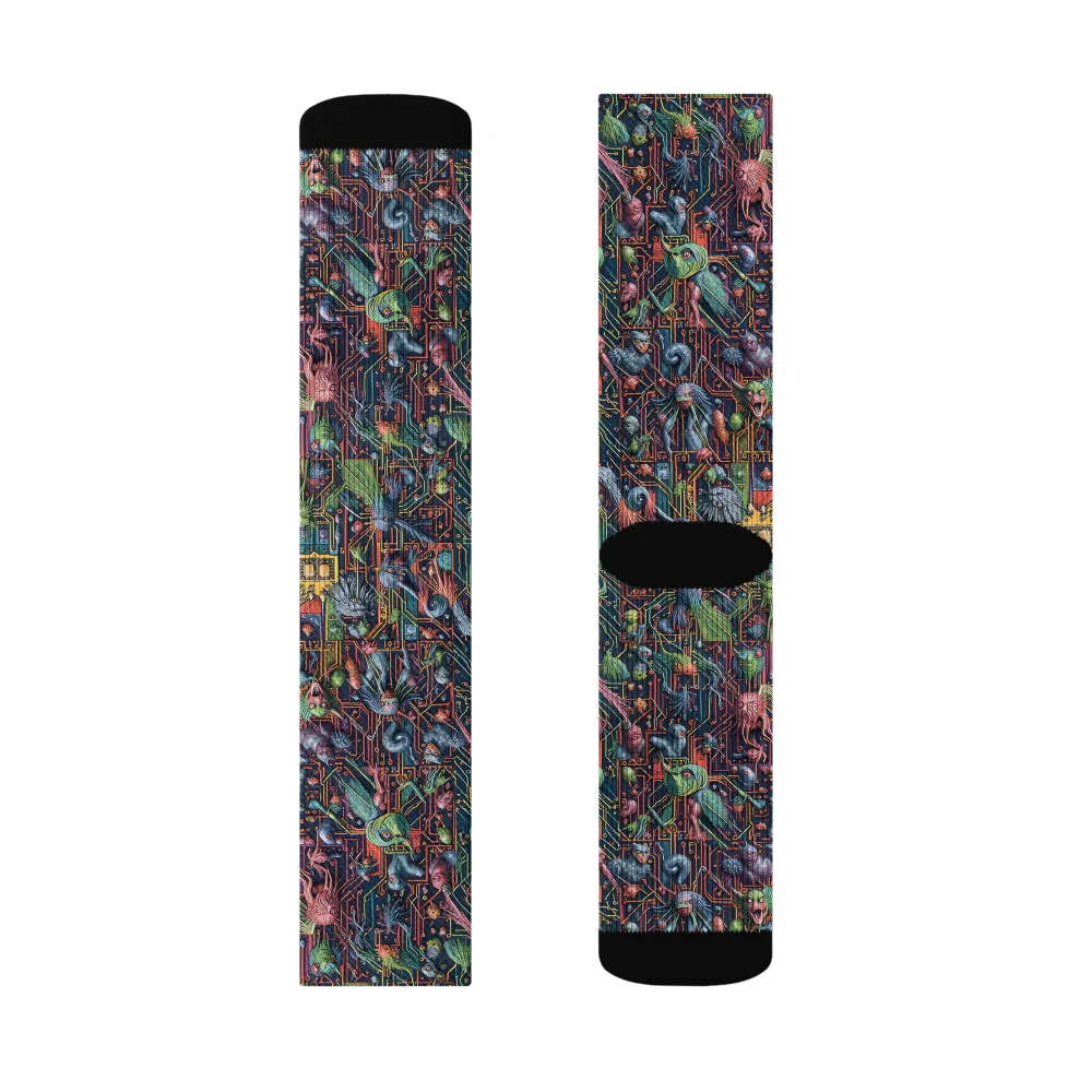 Circuit Beastiary on Socks — Left Sock