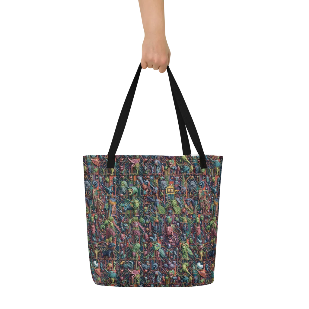 Circuit Beastiary on Large Tote Bag W/ Pocket — Front