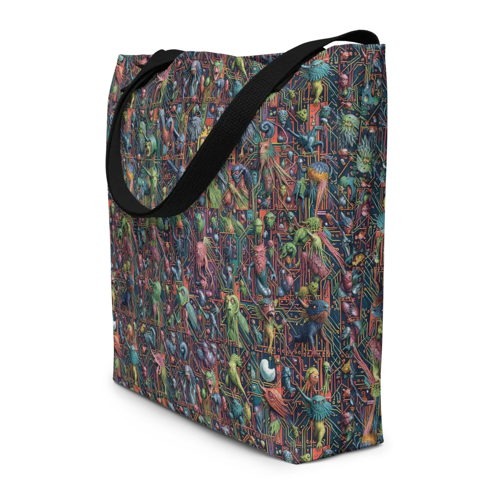 Circuit Beastiary on Large Tote Bag W/ Pocket — Front
