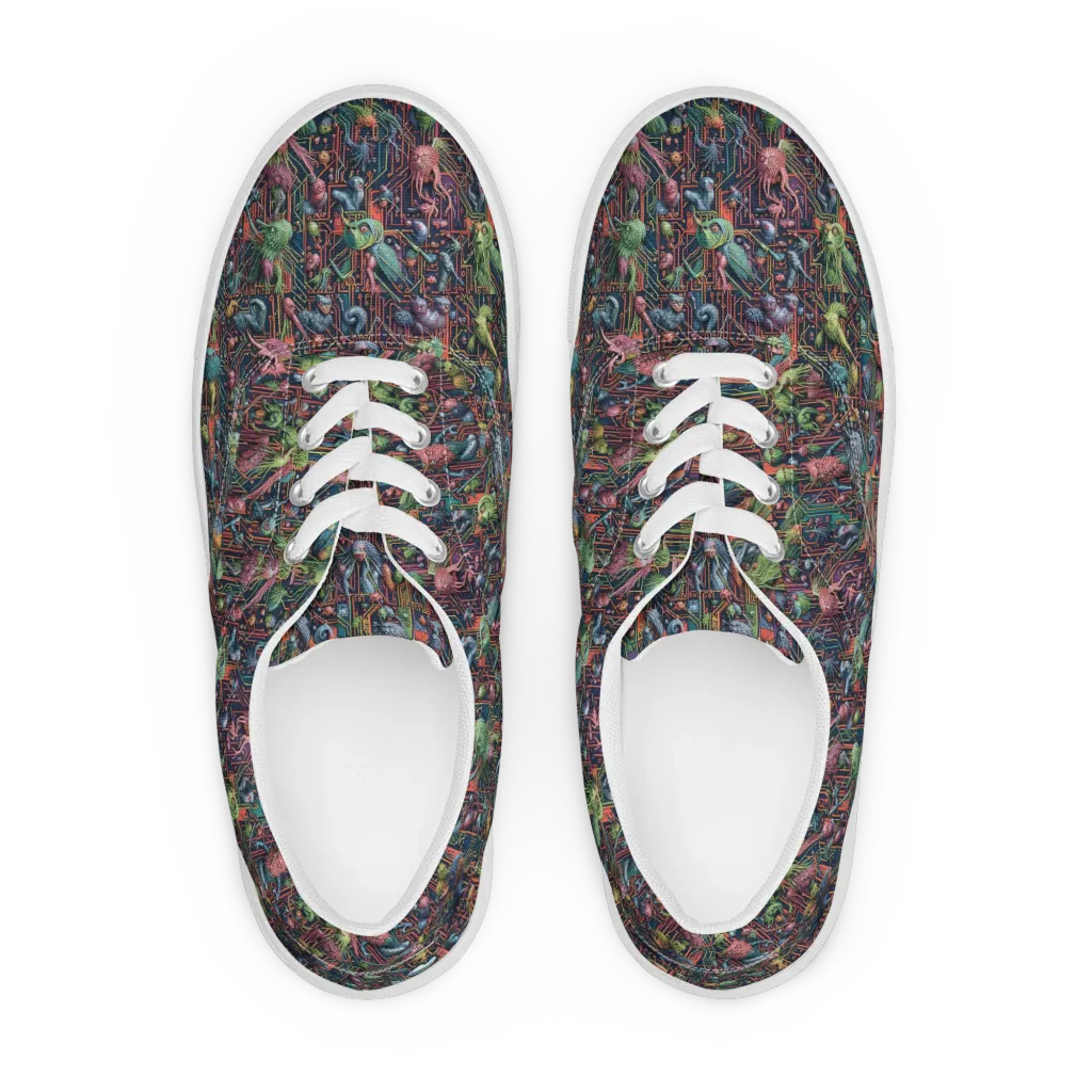 Circuit Beastiary on Men's Lace-Up Canvas Shoes — Front