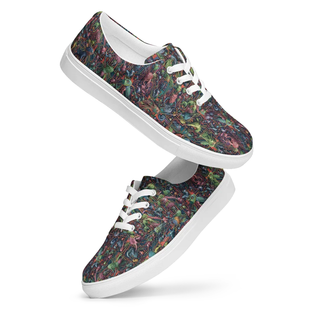 Circuit Beastiary on Men's Lace-Up Canvas Shoes — Front