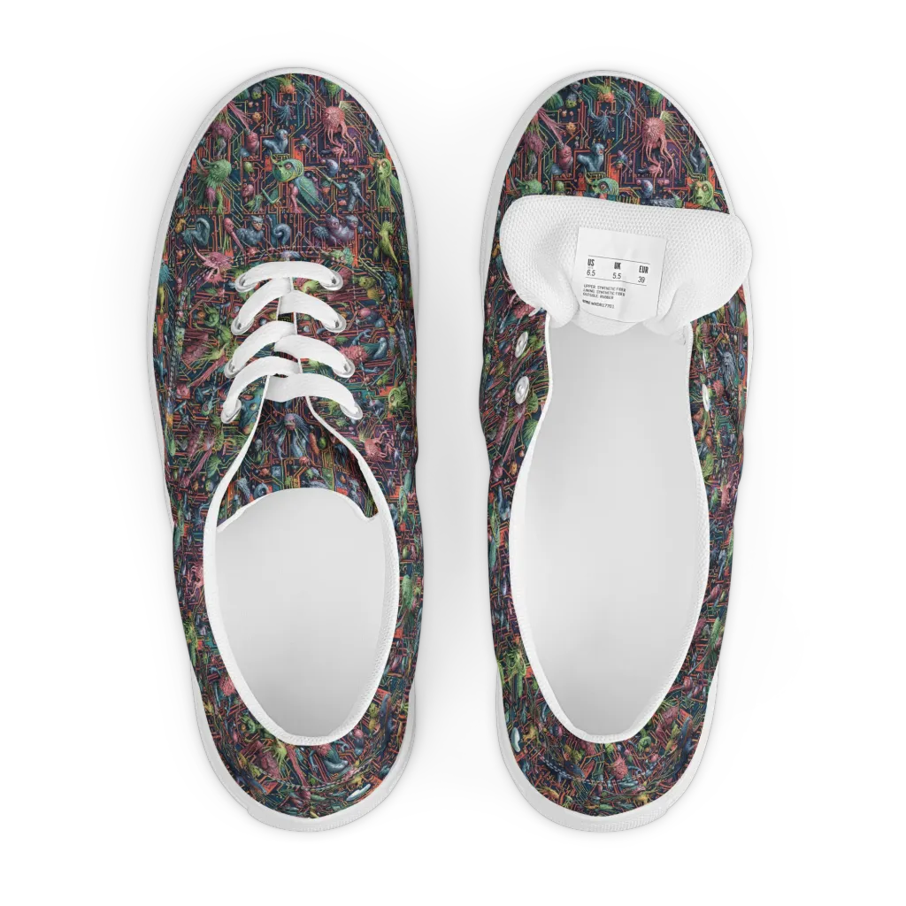 Circuit Beastiary on Men's Lace-Up Canvas Shoes — Front