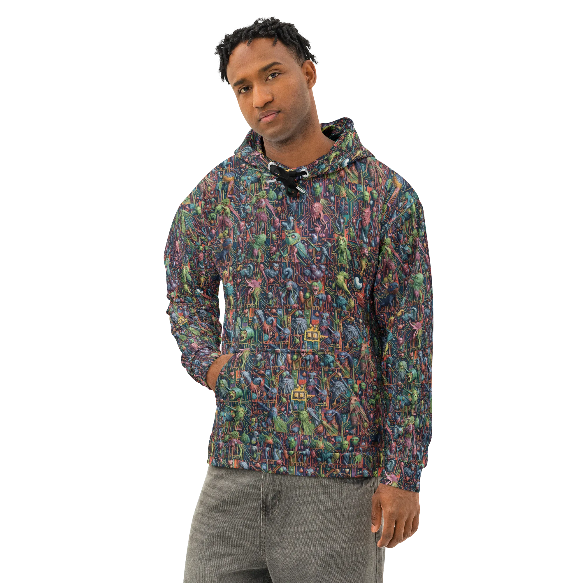 Circuit Beastiary on Cotton Hoodie — Left Front
