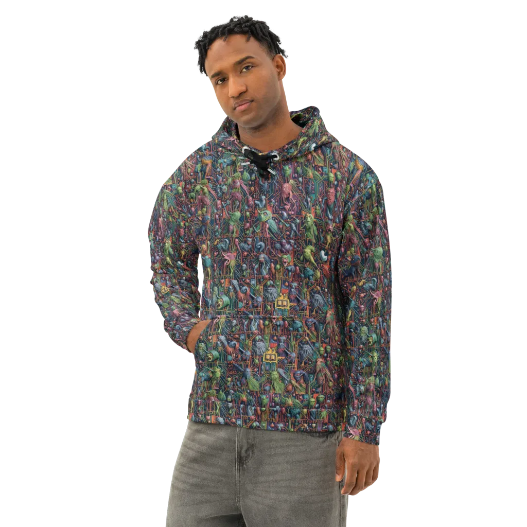 Circuit Beastiary on Cotton Hoodie — Left Front