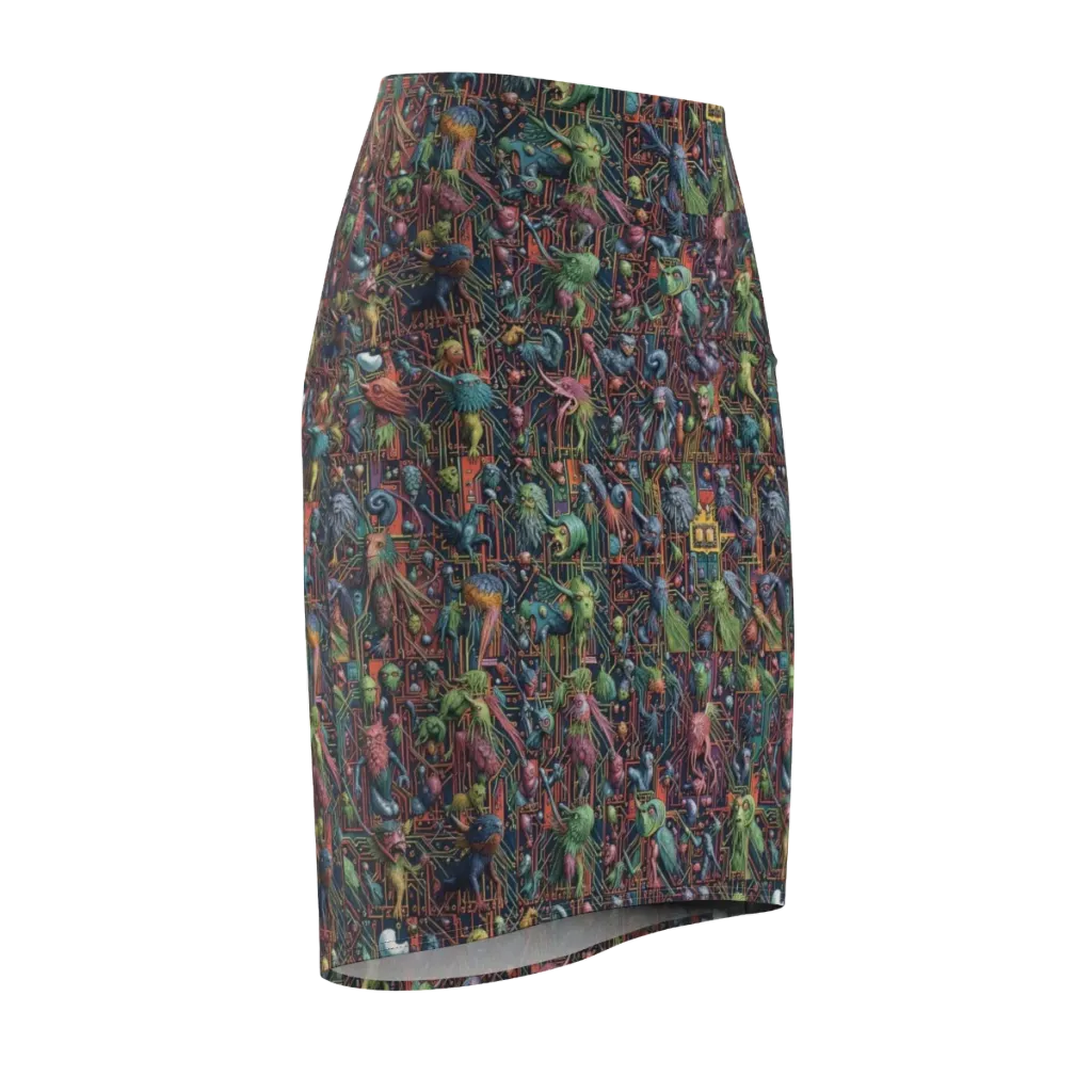 Circuit Beastiary on Pencil Skirt — Front Side