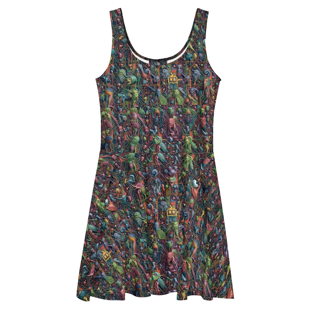 Circuit Beastiary on Skater Dress — Front