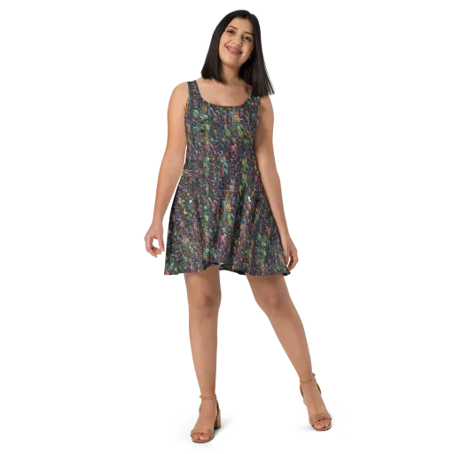 Circuit Beastiary on a Skater Dress