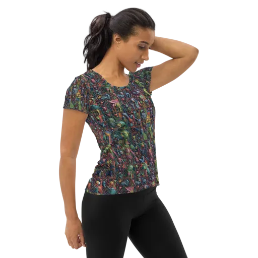 Circuit Beastiary on a Women's Athletic T-Shirt