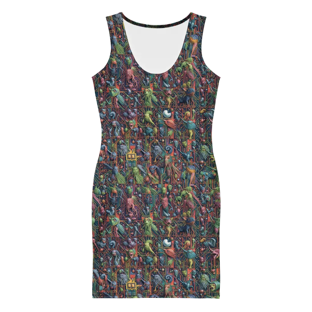Circuit Beastiary on Bodycon Dress — Front