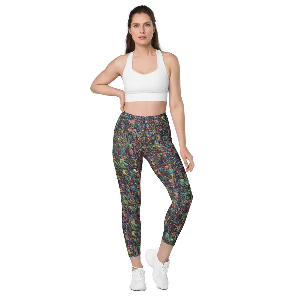 Circuit Beastiary on Leggings with Pockets — Front