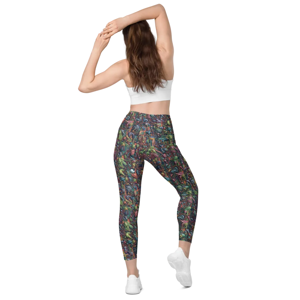 Circuit Beastiary on Leggings with Pockets — Back