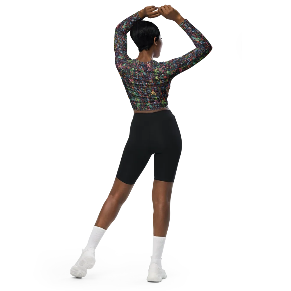 Circuit Beastiary on Long Sleeve Crop Top — Back