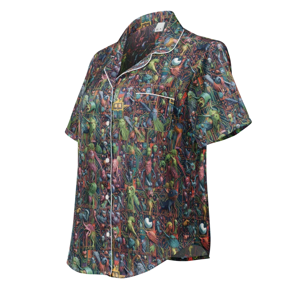 Circuit Beastiary on Women's Short Sleeve Pajama Top — Left Front