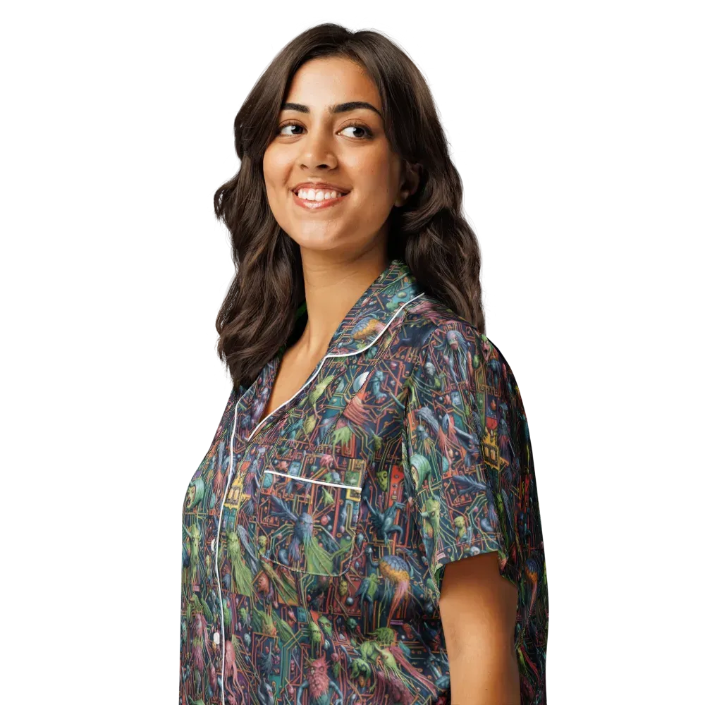 Circuit Beastiary on Women's Short Sleeve Pajama Top — Left Front