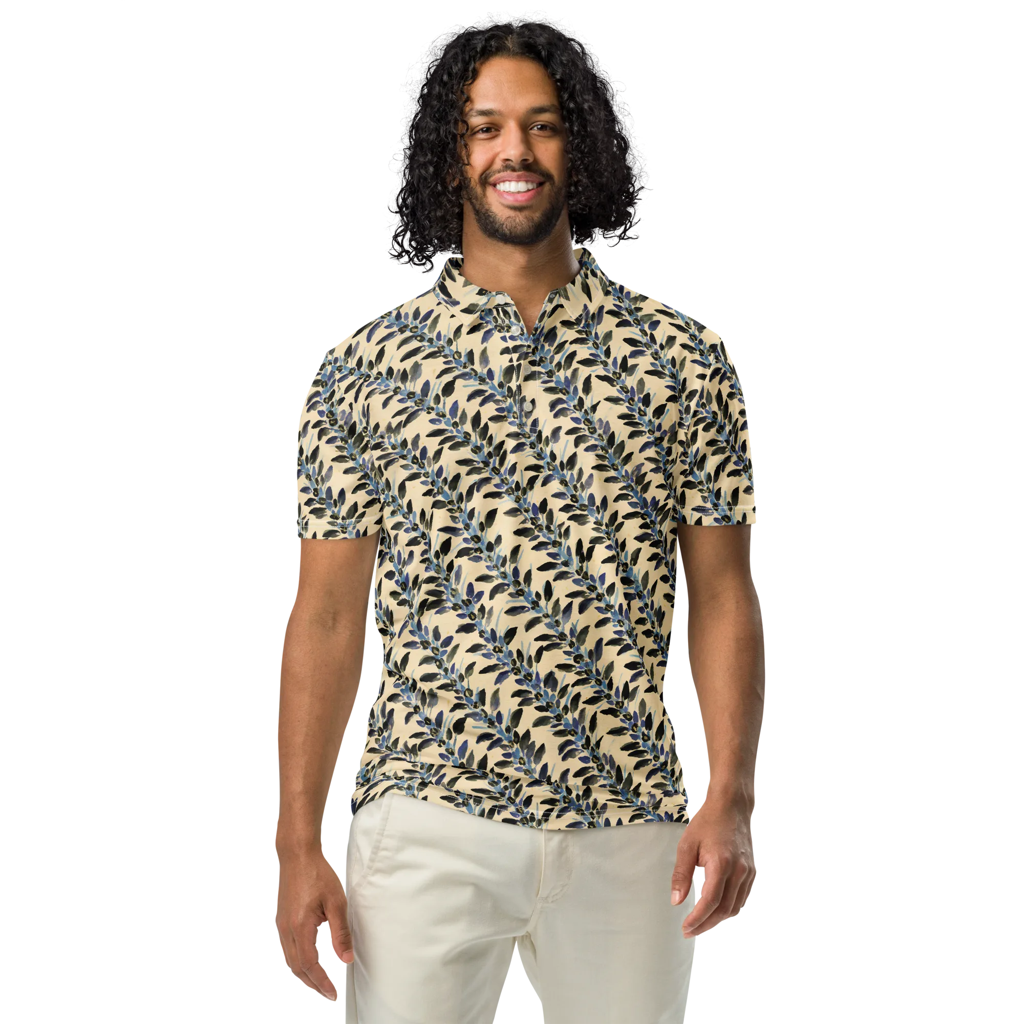 Indigo Sprig on Men's Slim Fit Polo Shirt — Front