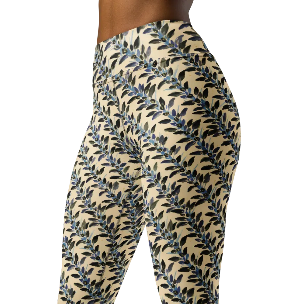 Indigo Sprig on Yoga Leggings — Left Front