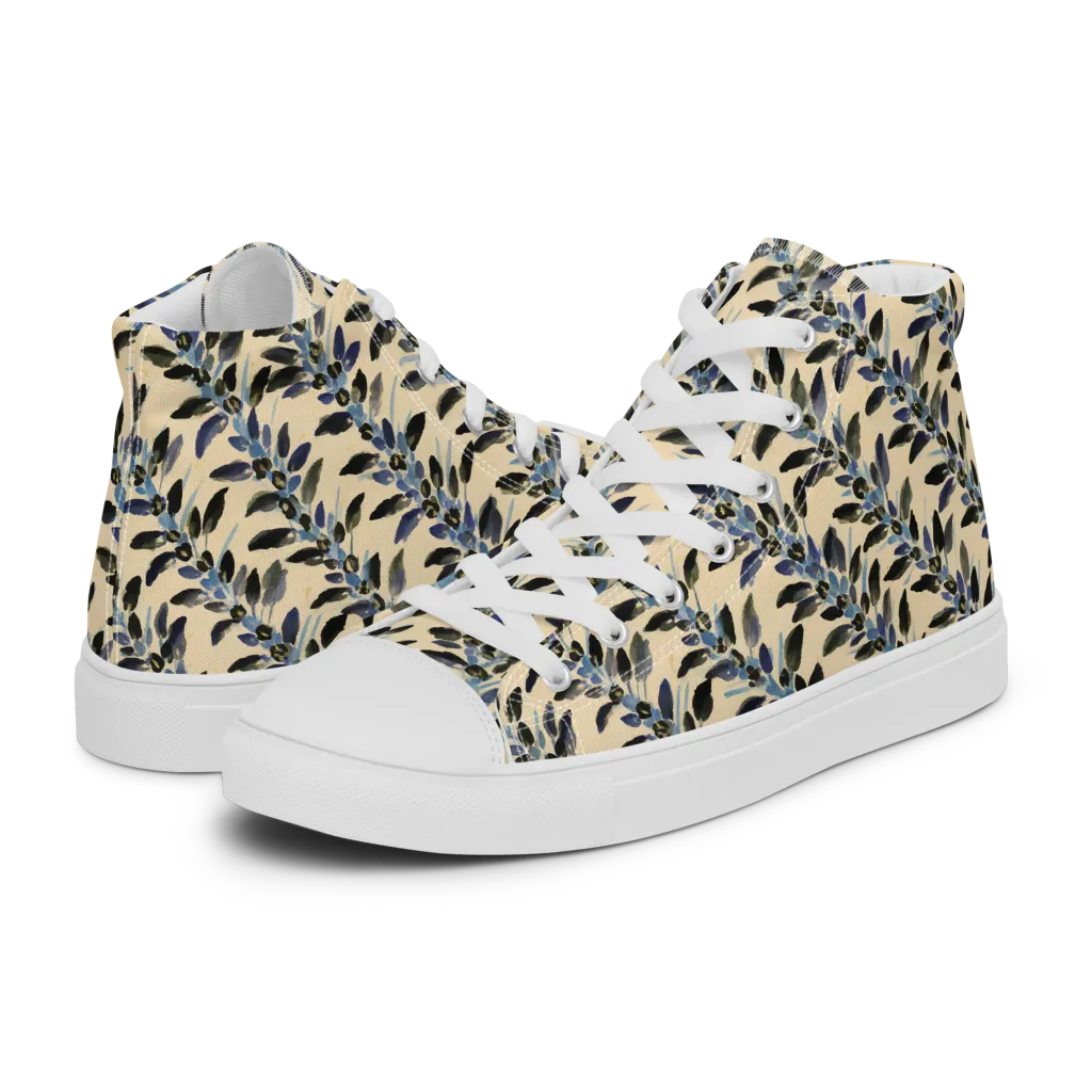 Indigo Sprig on Men's High Top Canvas Shoes — Left