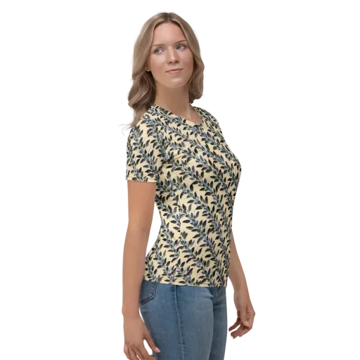 Indigo Sprig on a Women's Crew Neck T-Shirt