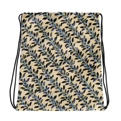 Indigo Sprig on a Drawstring Bag