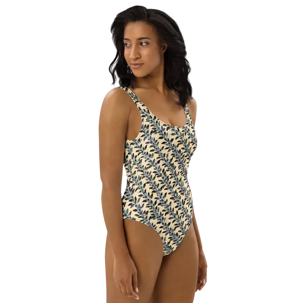 Indigo Sprig on One-Piece Swimsuit — Right