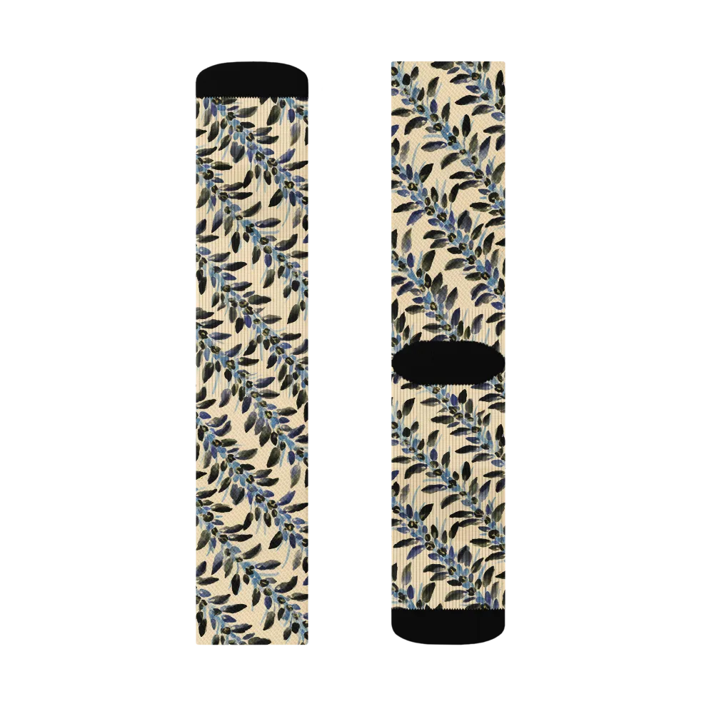 Indigo Sprig on Socks — Left Sock