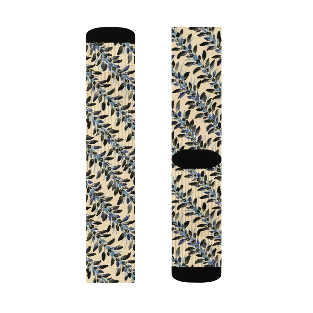 Indigo Sprig on Socks — Right Sock