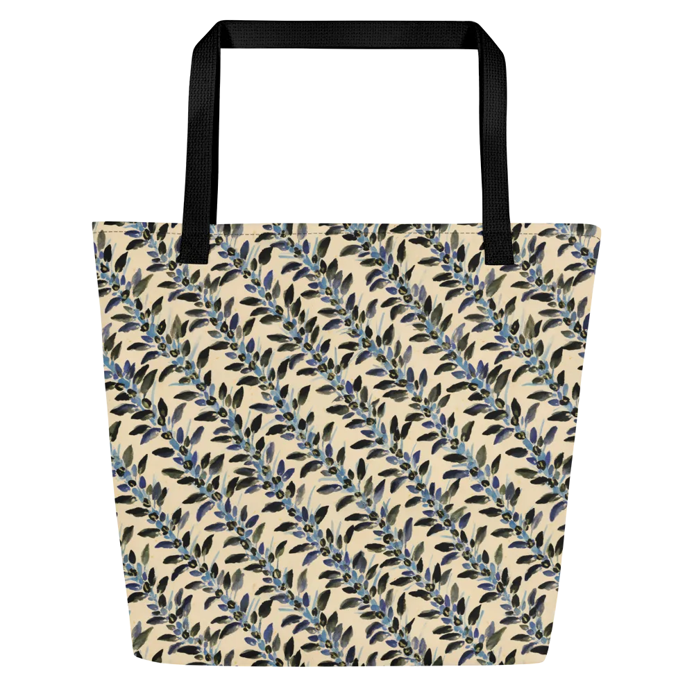 Indigo Sprig on Large Tote Bag W/ Pocket — Front
