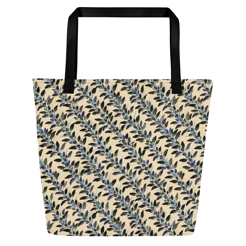 Indigo Sprig on Large Tote Bag W/ Pocket — Front