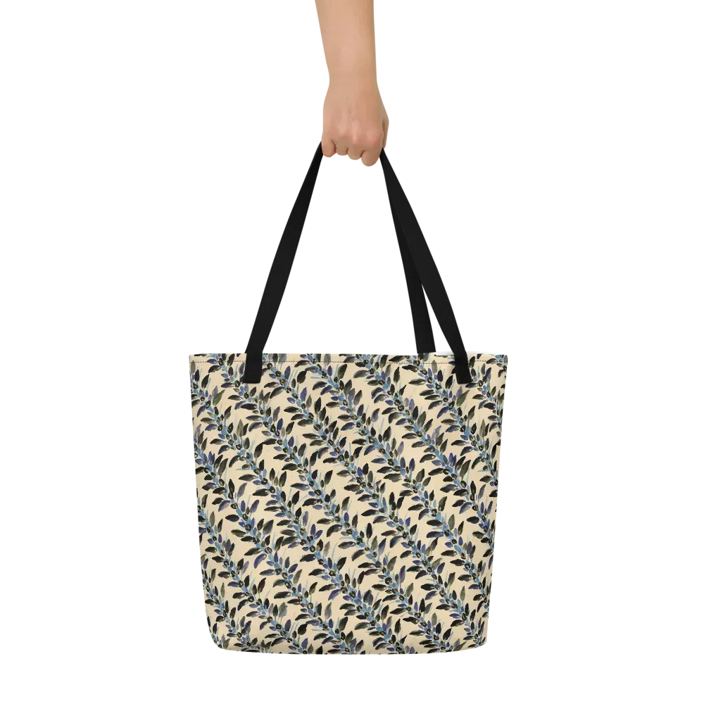 Indigo Sprig on Large Tote Bag W/ Pocket — Front
