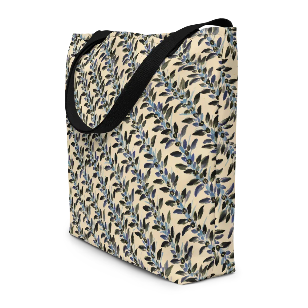 Indigo Sprig on Large Tote Bag W/ Pocket — Front