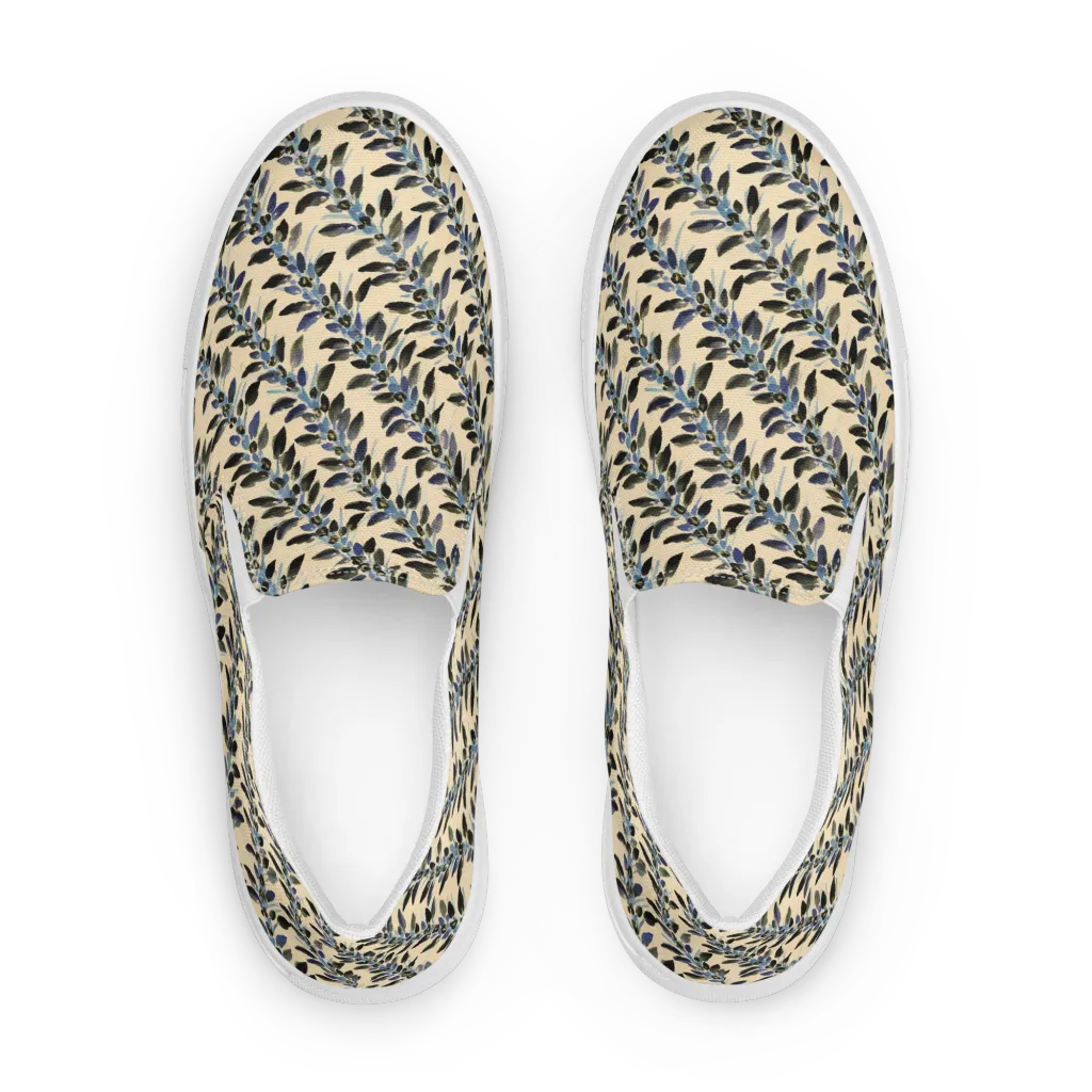 Indigo Sprig on Women's Slip-On Canvas Shoes — Front