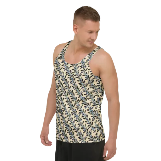 Indigo Sprig on a Men's Tank Top