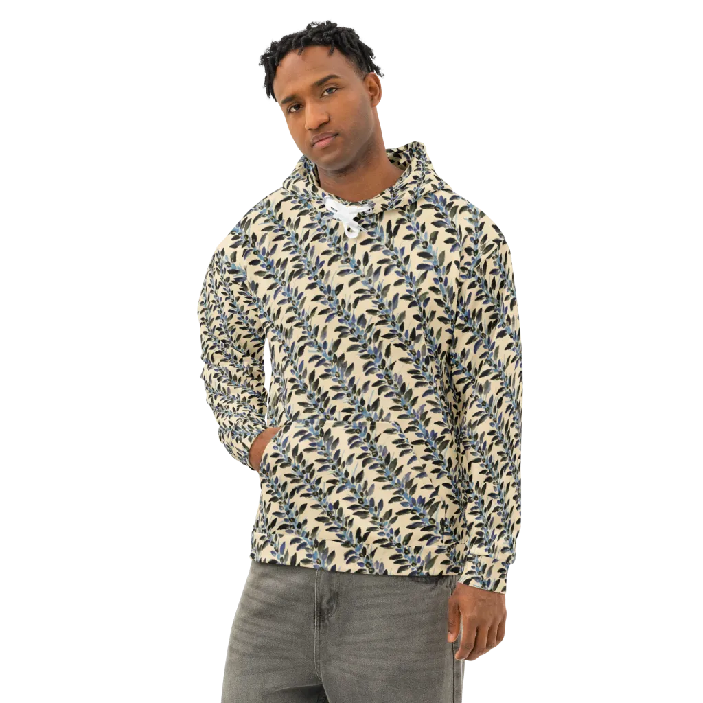 Indigo Sprig on Cotton Hoodie — Left Front
