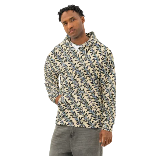 Indigo Sprig on a Cotton Hoodie